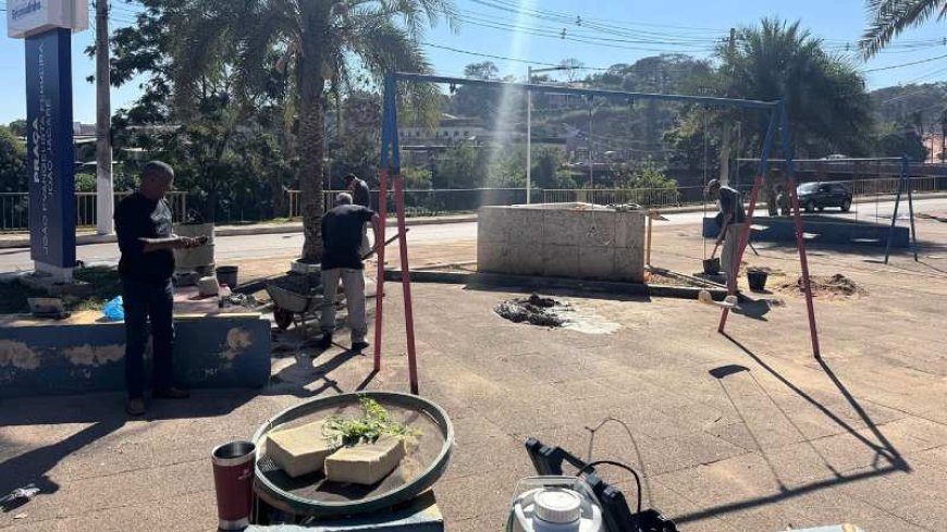 Secretaria realiza revitalização urbana em pontos centrais de Brumadinho